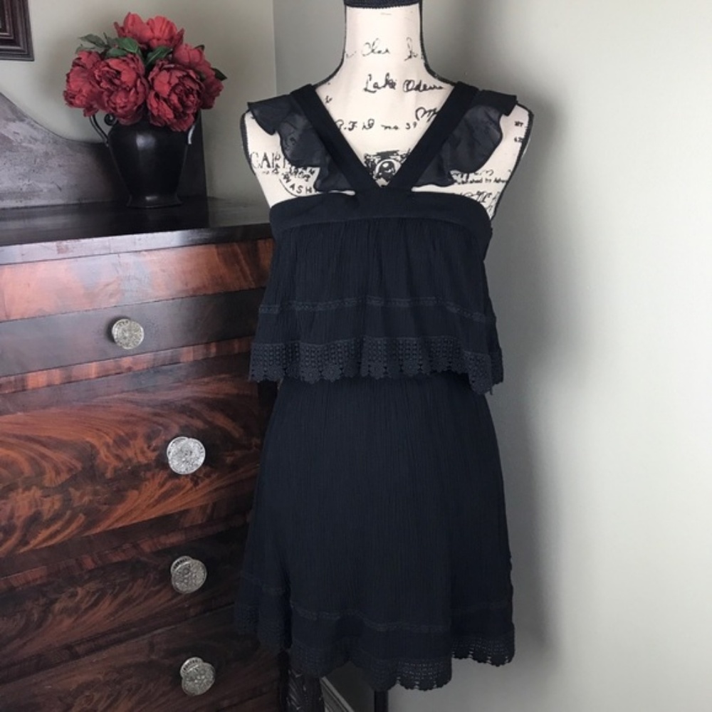Athropologie Intu Dress Black Sleeveless Ruffle - Picture 4 of 5